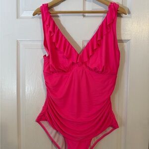 DKNY hot pink Ruffle Swimsuit 14